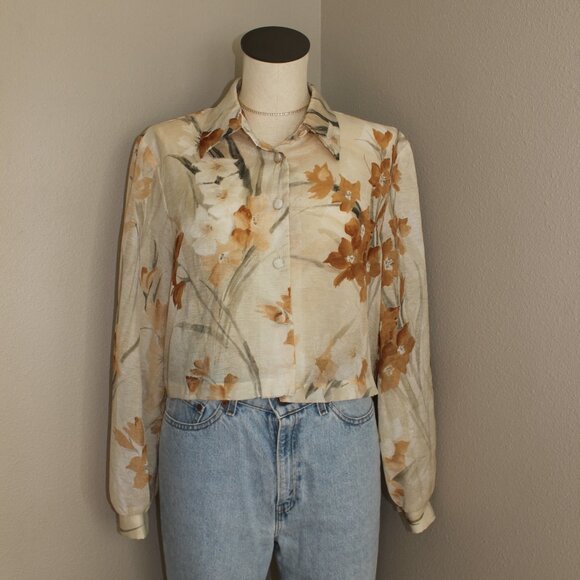Vintage Cropped Floral Button Up - Picture 1 of 5